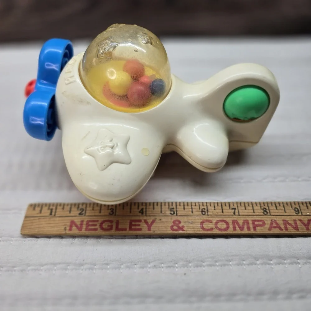 Vintage Playskool Toy Plane Airplane 1988 Yellow‎ Blue Rattle Retro